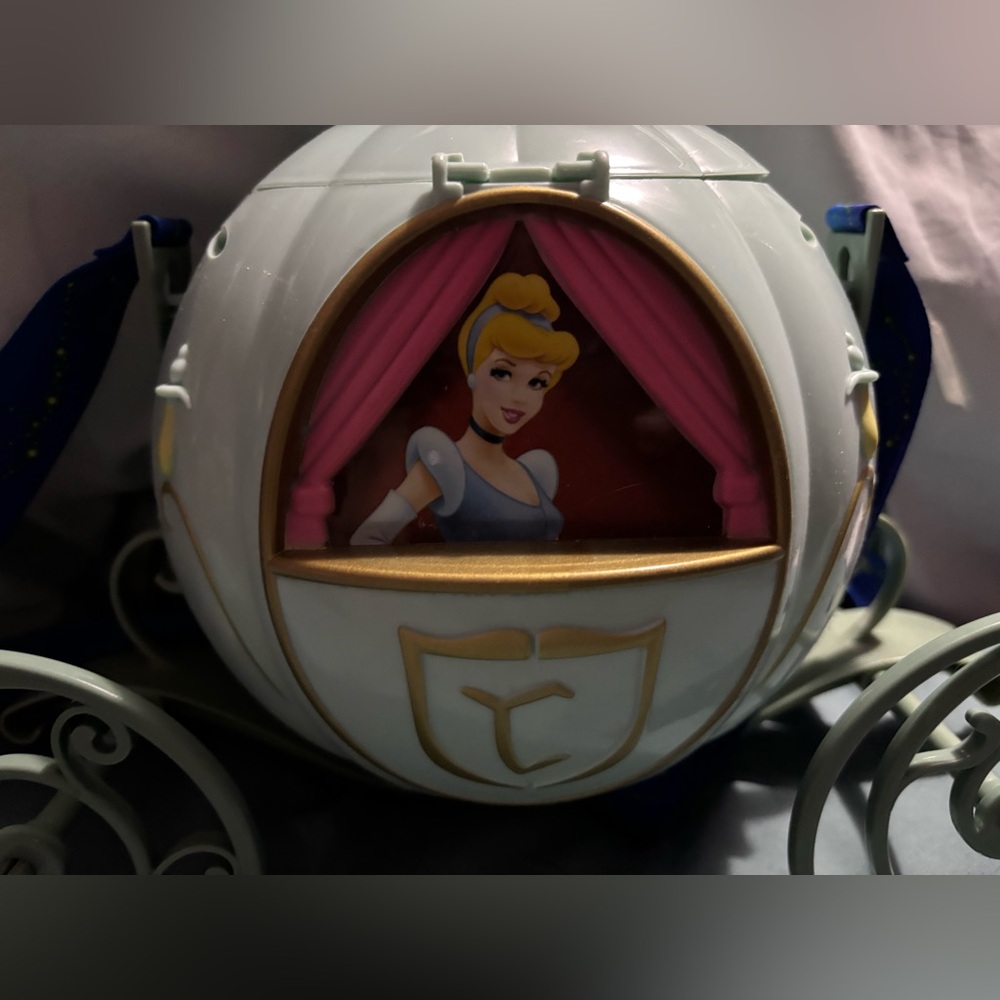 Disney Park’s Cinderella Carriage Collector’s Popcorn Bucket with Strap